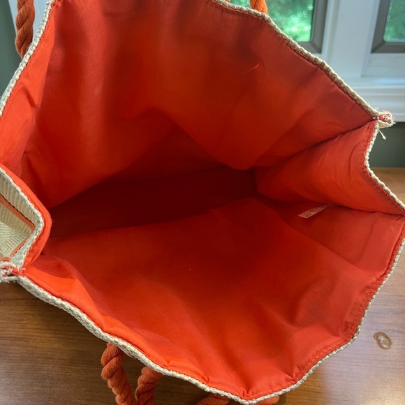 Escada Ivory Tote with Orange Trim and Handles - Picture 14 of 15